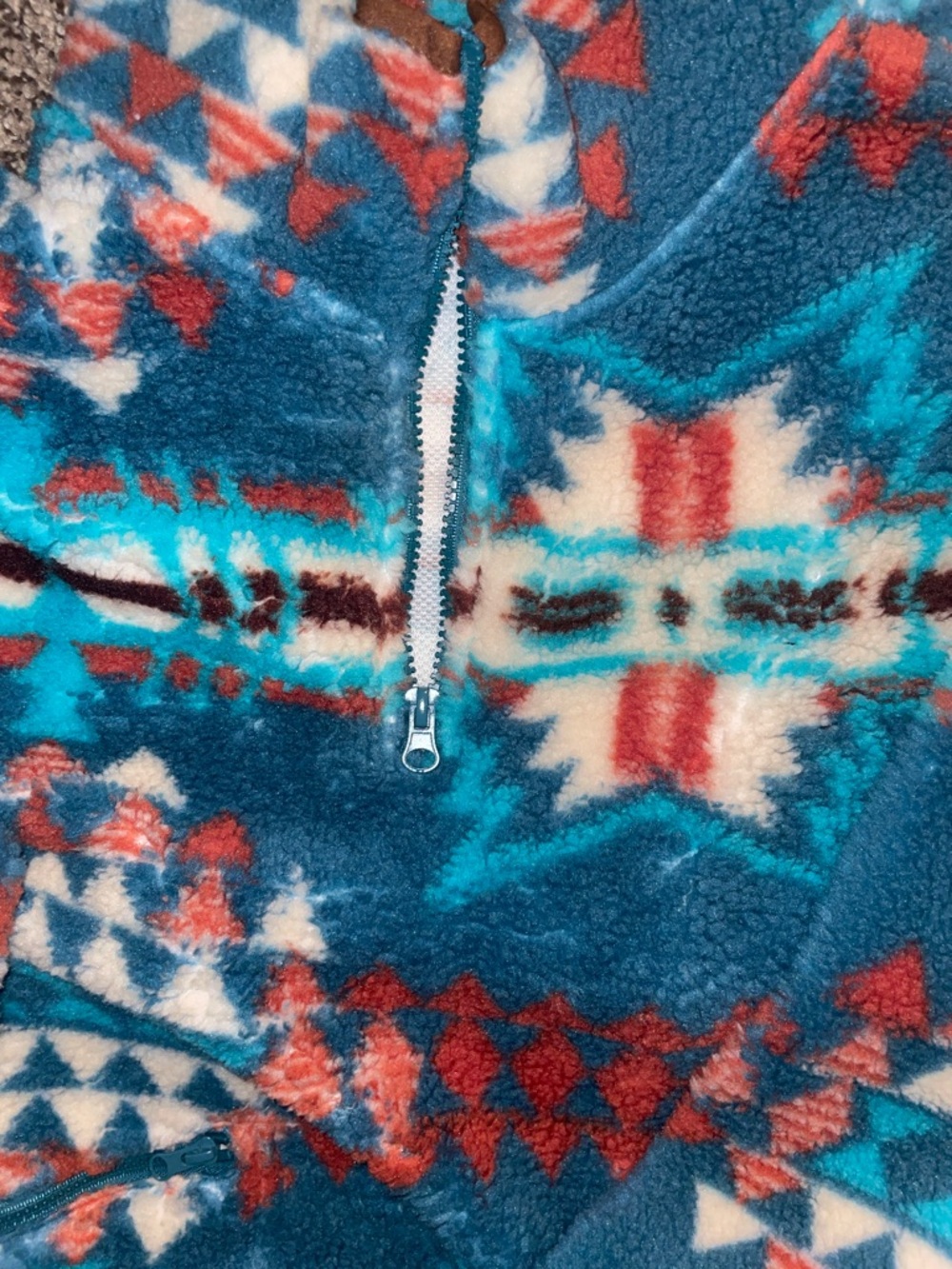 Rock And Roll Denim Aztec Sherpa 3/4 Zip pullover NWT SIZE L - Picture 6 of 8